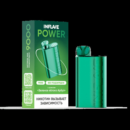 Электронная сигарета INFLAVE POWER 9000 затяжек Зеленое Яблоко Арбуз